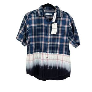 NWT Tommy Bahama $138 Mens Small Soul Cal Surf Plaid Shirt Bering Blue #2603
